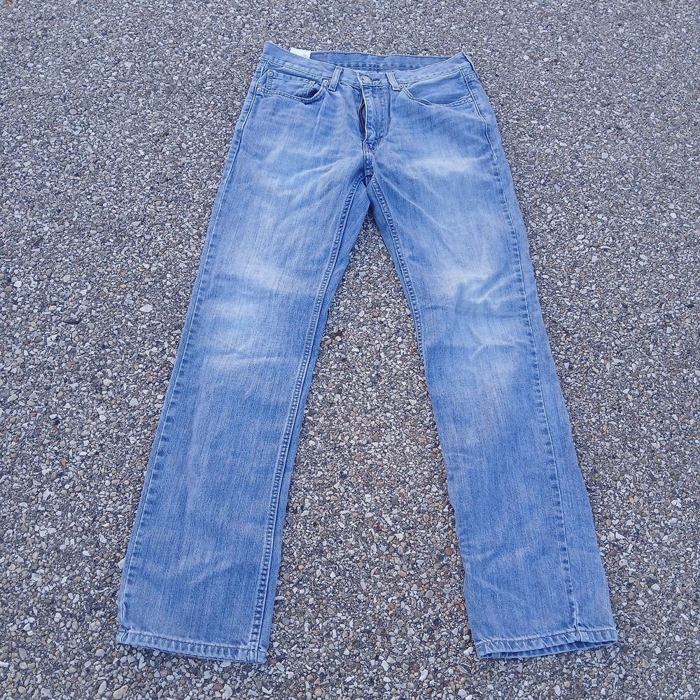 Levis 514 Jeans Mens 32x34 Light Wash Blue Straight Leg Denim Pants Casual